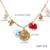 Picture of 1 Piece Eco-friendly Vacuum Plating Sweet & Cute Stylish 18K Real Gold Plated Multicolor 304 Stainless Steel & Natural Pearl & Ceramics & Lampwork Glass Link Cable Chain Sun Marine Animal Pendant Charm Necklace For Women Gift 42cm(16.5") + 5cm(2") long