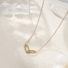 Picture of 1 Piece Eco-friendly PVD Vacuum Plating Stylish Simple 18K Real Gold Plated 304 Stainless Steel Link Cable Chain Oval Hollow Pendant Charm Necklace Unisex Gift 42cm(16.5") + 8cm(3.1") long