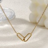 Picture of 1 Piece Eco-friendly PVD Vacuum Plating Stylish Simple 18K Real Gold Plated 304 Stainless Steel Link Cable Chain Oval Hollow Pendant Charm Necklace Unisex Gift 42cm(16.5") + 8cm(3.1") long