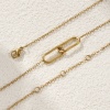 Picture of 1 Piece Eco-friendly PVD Vacuum Plating Stylish Simple 18K Real Gold Plated 304 Stainless Steel Link Cable Chain Oval Hollow Pendant Charm Necklace Unisex Gift 42cm(16.5") + 8cm(3.1") long
