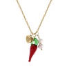 Picture of 1 Piece Eco-friendly PVD Vacuum Plating Natural Pastoral Cute 18K Real Gold Plated 304 Stainless Steel & Natural Pearl Link Cable Chain Red Lampwork Glass Chili Heart Pendant Charm Necklace For Women Gift 45cm(17.7") + 5cm(2") long