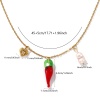 Picture of 1 Piece Eco-friendly PVD Vacuum Plating Natural Pastoral Cute 18K Real Gold Plated 304 Stainless Steel & Natural Pearl Link Cable Chain Red Lampwork Glass Chili Heart Pendant Charm Necklace For Women Gift 45cm(17.7") + 5cm(2") long