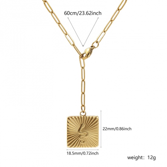Image de 1 Pièce Collier à Pendentif Chaîne de Trombone Élégant en 304 Acier Inoxydable Placage Sous Vide Écologique Élégant Plaqué Or 18K Carré Serpents Pour Femmes Cadeau 60cm long