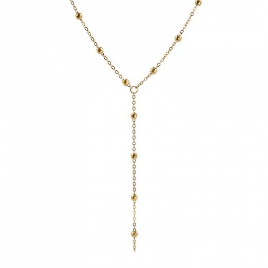 Picture of 1 Piece Eco-friendly PVD Vacuum Plating Exquisite 18K Real Gold Plated 304 Stainless Steel Link Cable Chain Y Shaped Necklace Unisex Gift 42cm(16.5") + 5cm(2") long