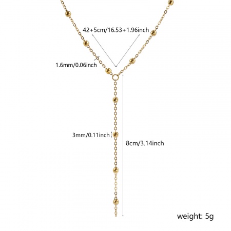Image de Colliers En Gros Plaqué Or Véritable 18K en 304 Acier Inoxydable, Forme de Y Chaîne Maille Forçat, aux Femmes Placage Sous Vide PVD Écologique Imperméable Anti-ternissement Hypoallergénique Exquis Cadeau Bijoux pour Détaillants 42cm + 5cm long, 1 Pièce