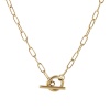 Picture of 1 Piece Eco-friendly PVD Vacuum Plating Minimalist 18K Real Gold Plated 304 Stainless Steel Paperclip Link Chain With Toggle Clasp Necklace Unisex Gift 45cm(17.7") long