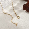 Picture of 1 Piece Eco-friendly PVD Vacuum Plating Minimalist 18K Real Gold Plated 304 Stainless Steel Paperclip Link Chain With Toggle Clasp Necklace Unisex Gift 45cm(17.7") long