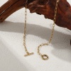 Picture of 1 Piece Eco-friendly PVD Vacuum Plating Minimalist 18K Real Gold Plated 304 Stainless Steel Paperclip Link Chain With Toggle Clasp Necklace Unisex Gift 45cm(17.7") long