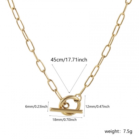Picture of Wholesale Paperclip Link Chain Necklace, 18K Real Gold Plated 304 Stainless Steel, Unisex Eco-friendly PVD Vacuum Plating Waterproof Anti-Tarnish Hypoallergenic Minimalist Gift Jewelry For Retailer, 45cm(17.7") long, Chain Size: 3mm, 1 Piece