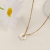 Bild von 18K Echtgold plattiert Panzerkette Kette Blumen Anhänger Halskette, 304 Edelstahl & Natürliche Muschel 45cm + 5cm, Für Frauen, Minimalistisch Elegant Geschenk, Umweltfreundliche PVD-Vakuumbeschichtung, 1 Strang