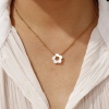 Bild von 18K Echtgold plattiert Panzerkette Kette Blumen Anhänger Halskette, 304 Edelstahl & Natürliche Muschel 45cm + 5cm, Für Frauen, Minimalistisch Elegant Geschenk, Umweltfreundliche PVD-Vakuumbeschichtung, 1 Strang