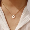 Bild von 18K Echtgold plattiert Panzerkette Kette Blumen Anhänger Halskette, 304 Edelstahl & Natürliche Muschel 45cm + 5cm, Für Frauen, Minimalistisch Elegant Geschenk, Umweltfreundliche PVD-Vakuumbeschichtung, 1 Strang