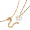 Bild von 18K Echtgold plattiert Panzerkette Kette Blumen Anhänger Halskette, 304 Edelstahl & Natürliche Muschel 45cm + 5cm, Für Frauen, Minimalistisch Elegant Geschenk, Umweltfreundliche PVD-Vakuumbeschichtung, 1 Strang