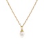 Picture of 18K Real Gold Plated Link Cable Chain Oval Pendant Charm Necklace, 304 Stainless Steel & Natural Pearl 45cm(17.7") + 5cm(2"), For Women, Minimalist Elegant Gift, Eco-friendly PVD Vacuum Plating, 1 Piece