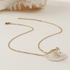 Picture of 18K Real Gold Plated Link Cable Chain Oval Pendant Charm Necklace, 304 Stainless Steel & Natural Pearl 45cm(17.7") + 5cm(2"), For Women, Minimalist Elegant Gift, Eco-friendly PVD Vacuum Plating, 1 Piece