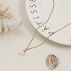 Picture of 18K Real Gold Plated Link Cable Chain Oval Pendant Charm Necklace, 304 Stainless Steel & Natural Pearl 45cm(17.7") + 5cm(2"), For Women, Minimalist Elegant Gift, Eco-friendly PVD Vacuum Plating, 1 Piece