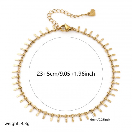 Immagine di Nappine 304 Acciaio Inossidabile Catena a Maglia Fatta a Mano Cavigliere All'Ingrosso, 18K Vero Oro Placcato Placcatura Sottovuoto PVD Ecologica Impermeabile Anti-Ossidante Ipoallergenico, Donne Elegante Minimalista Regalo Fornitura di Gioielli, 23cm Lunghezza, 1 Pz