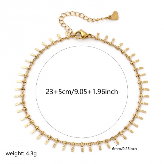 Immagine di 1 Pz Placcatura Sottovuoto PVD Ecologica Minimalista Elegante 18K Vero Oro Placcato 304 Acciaio Inossidabile Catena a Maglia Fatta a Mano Nappine Cavigliere Per Donne Regalo 23cm Lunghezza
