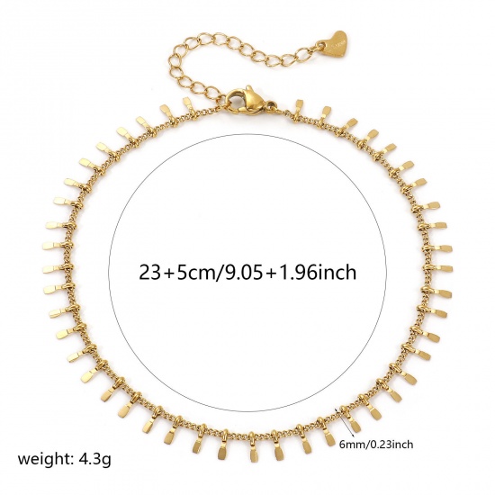 Immagine di 1 Pz Placcatura Sottovuoto PVD Ecologica Minimalista Elegante 18K Vero Oro Placcato 304 Acciaio Inossidabile Catena a Maglia Fatta a Mano Nappine Cavigliere Per Donne Regalo 23cm Lunghezza
