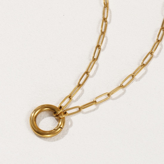 Immagine di 1 Piece 18K Real Gold Plated Paperclip Link Chain Necklace, 304 Stainless Steel 45cm(17.7"), Chain Size: 3mm, For Women, With Spring Ring Clasp, Minimalist Gift, Eco-friendly PVD Vacuum Plating