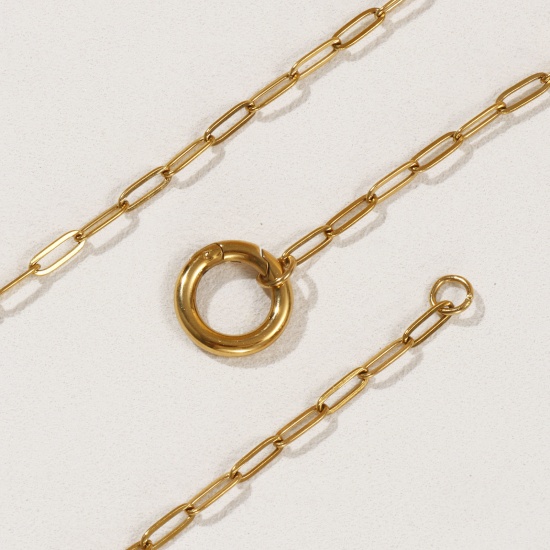 Immagine di 1 Piece 18K Real Gold Plated Paperclip Link Chain Necklace, 304 Stainless Steel 45cm(17.7"), Chain Size: 3mm, For Women, With Spring Ring Clasp, Minimalist Gift, Eco-friendly PVD Vacuum Plating