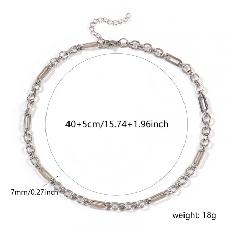 Bild von Großhandel Oval Büroklammerkette Halskette, Silberfarbe 304 Edelstahl, Unisex Umweltfreundlich Einfach und lässig Geschenk Schmuck für Einzelhändler, 40cm + 5cm lang, Kettengröße: 7mm, 1 Strang
