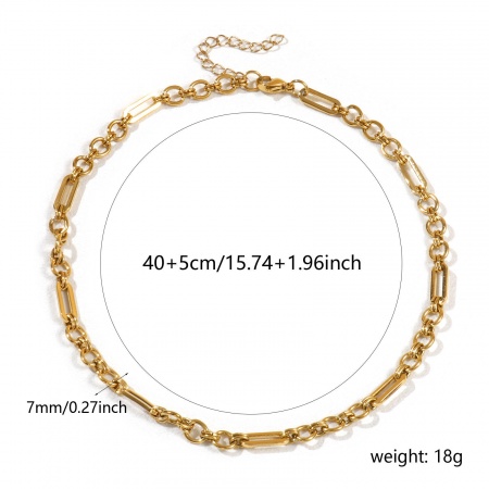 Bild von Großhandel Oval Büroklammerkette Halskette, 18K Echtgold plattiert 304 Edelstahl, Unisex Umweltfreundliche PVD-Vakuumbeschichtung, wasserdicht, anlaufgeschützt und hypoallergen Einfach und lässig Geschenk Schmuck für Einzelhändler, 40cm + 5cm lang, Kettengröße: 7mm, 1 Strang