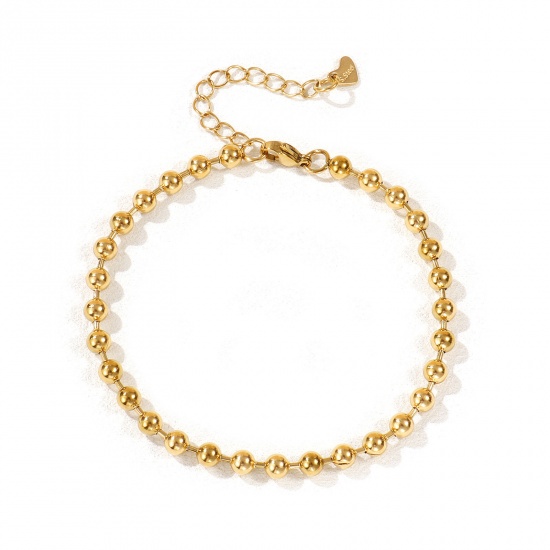 Immagine di 1 Pz Placcatura Sottovuoto PVD Ecologica Squisito 18K Vero Oro Placcato 304 Acciaio Inossidabile Catena a Pallini Cavigliere Per Donne Regalo 22cm Lunghezza