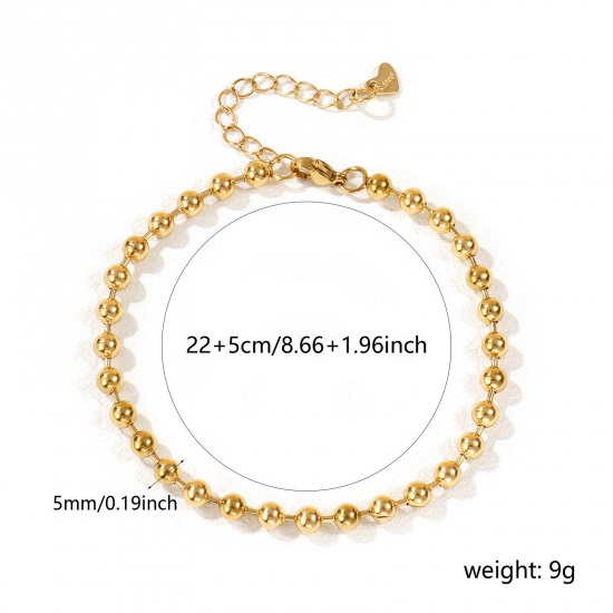 Immagine di 1 Pz Placcatura Sottovuoto PVD Ecologica Squisito 18K Vero Oro Placcato 304 Acciaio Inossidabile Catena a Pallini Cavigliere Per Donne Regalo 22cm Lunghezza