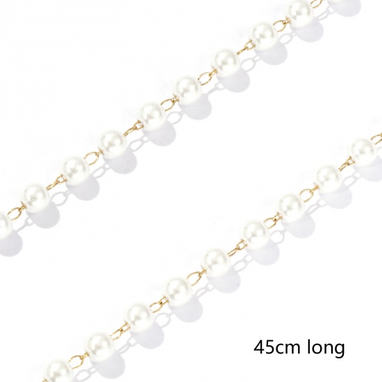 Immagine di 1 Piece 18K Real Gold Plated Ball Chain Beaded Necklace, 304 Stainless Steel 45cm(17.7"), Chain Size: 6mm, Unisex, Stylish Eco-friendly PVD Vacuum Plating