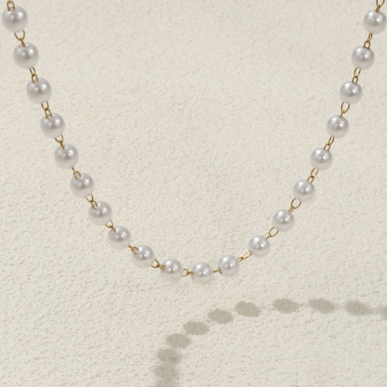 Immagine di 1 Piece 18K Real Gold Plated Ball Chain Beaded Necklace, 304 Stainless Steel 45cm(17.7"), Chain Size: 6mm, Unisex, Stylish Eco-friendly PVD Vacuum Plating