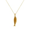 Bild von 18K Echtgold plattiert Kreuz Gliederketten Fisch Anhänger Halskette, 304 Edelstahl 45cm + 5cm, Für Frauen, 3D, Exquisit Ozean Schmuck Geschenk, Umweltfreundliche PVD-Vakuumbeschichtung, 1 Strang