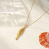 Bild von 18K Echtgold plattiert Kreuz Gliederketten Fisch Anhänger Halskette, 304 Edelstahl 45cm + 5cm, Für Frauen, 3D, Exquisit Ozean Schmuck Geschenk, Umweltfreundliche PVD-Vakuumbeschichtung, 1 Strang