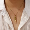 Bild von 18K Echtgold plattiert Kreuz Gliederketten Fisch Anhänger Halskette, 304 Edelstahl 45cm + 5cm, Für Frauen, 3D, Exquisit Ozean Schmuck Geschenk, Umweltfreundliche PVD-Vakuumbeschichtung, 1 Strang
