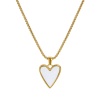 Bild von 18K Echtgold plattiert Venezianerkette Herz Anhänger Halskette, 304 Edelstahl & Natürliche Muschel 45cm + 5cm, Für Frauen, Weiß Stilvoll Valentinstag Geschenk, Umweltfreundliche PVD-Vakuumbeschichtung, 1 Strang