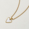 Bild von 18K Echtgold plattiert Venezianerkette Herz Anhänger Halskette, 304 Edelstahl & Natürliche Muschel 45cm + 5cm, Für Frauen, Weiß Stilvoll Valentinstag Geschenk, Umweltfreundliche PVD-Vakuumbeschichtung, 1 Strang