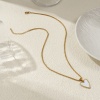 Bild von 18K Echtgold plattiert Venezianerkette Herz Anhänger Halskette, 304 Edelstahl & Natürliche Muschel 45cm + 5cm, Für Frauen, Weiß Stilvoll Valentinstag Geschenk, Umweltfreundliche PVD-Vakuumbeschichtung, 1 Strang