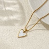 Bild von 18K Echtgold plattiert Venezianerkette Herz Anhänger Halskette, 304 Edelstahl & Natürliche Muschel 45cm + 5cm, Für Frauen, Weiß Stilvoll Valentinstag Geschenk, Umweltfreundliche PVD-Vakuumbeschichtung, 1 Strang