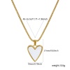 Bild von 18K Echtgold plattiert Venezianerkette Herz Anhänger Halskette, 304 Edelstahl & Natürliche Muschel 45cm + 5cm, Für Frauen, Weiß Stilvoll Valentinstag Geschenk, Umweltfreundliche PVD-Vakuumbeschichtung, 1 Strang