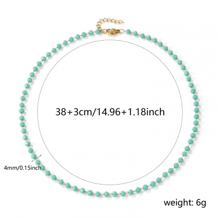 Picture of Wholesale Light Green Faceted Choker Necklace, 18K Real Gold Plated 304 Stainless Steel & Quartz Crystal Beaded Chain, Women's Eco-friendly PVD Vacuum Plating Waterproof Anti-Tarnish Hypoallergenic Exquisite Minimalist Gift Jewelry For Retailer, 38cm(15") + 3cm(1.2") long, 1 Piece