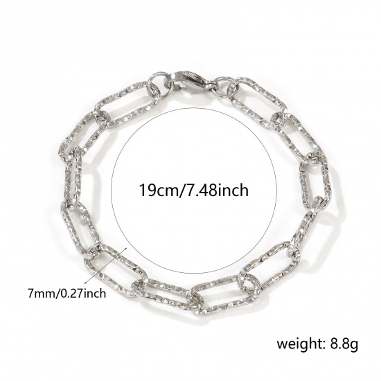 Immagine di 1 Pz Ecologico Minimalista Elegante Tono Argento 304 Acciaio Inossidabile Catena a Graffetta Braccialetti Per Donne Regalo 19cm Lunghezza