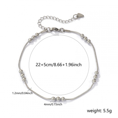 Bild von Großhandel Perlen 304 Edelstahl Schlangenkette Fußketten, Silberfarbe Umweltfreundlich, Frauen Exquisit Minimalistisch Geschenk Schmuckbedarf, 22cm lang, 1 Strang