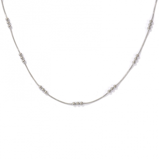 Picture of 1 Piece Silver Tone Snake Chain Necklace, 304 Stainless Steel 40cm(15.7") + 5cm(2"), For Women, Minimalist Exquisite Gift, Eco-friendly