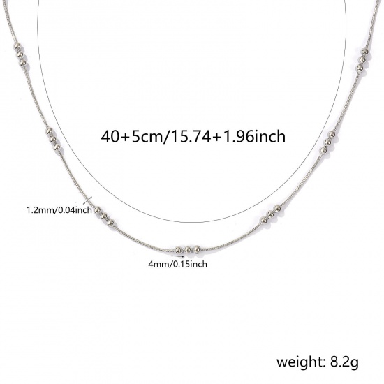 Picture of 1 Piece Silver Tone Snake Chain Necklace, 304 Stainless Steel 40cm(15.7") + 5cm(2"), For Women, Minimalist Exquisite Gift, Eco-friendly