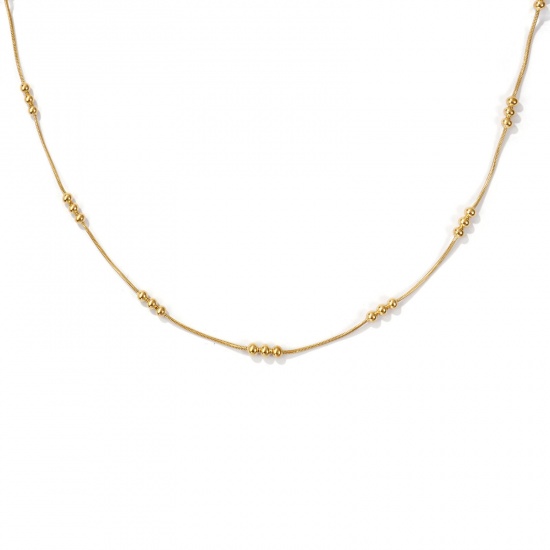 Picture of 1 Piece 18K Real Gold Plated Snake Chain Necklace, 304 Stainless Steel 40cm(15.7") + 5cm(2"), For Women, Minimalist Exquisite Gift, Eco-friendly PVD Vacuum Plating