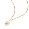 Picture of 18K Real Gold Plated Link Cable Chain Conch/ Sea Snail Pendant Charm Necklace, 304 Stainless Steel 45cm(17.7") + 5cm(2"), For Women, Clear Cubic Zirconia Stylish Exquisite Gift, Eco-friendly PVD Vacuum Plating, 1 Piece