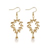 Bild von 1 Paar Umweltfreundliche PVD-Vakuumbeschichtung Stilvoll Exquisit 18K Echtgold plattiert Weiß 304 Edelstahl & Naturperle Blätter Ohrring Für Frauen Geschenk 6.6cm x 2.3cm, Pfosten-/Drahtstärke: 0.7mm(21 Gauge)