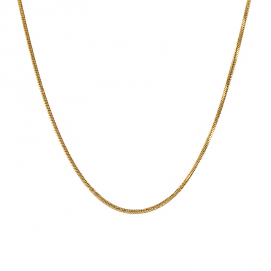 Immagine di 1 Pz 18K Vero Oro Placcato Catena a Serpentina Quadrata Collana, 304 Acciaio Inossidabile 45cm + 5cm, Dimensione della Catena: 1.2mm, Per Donne, Minimalista Squisito Regalo, Placcatura Sottovuoto PVD Ecologica