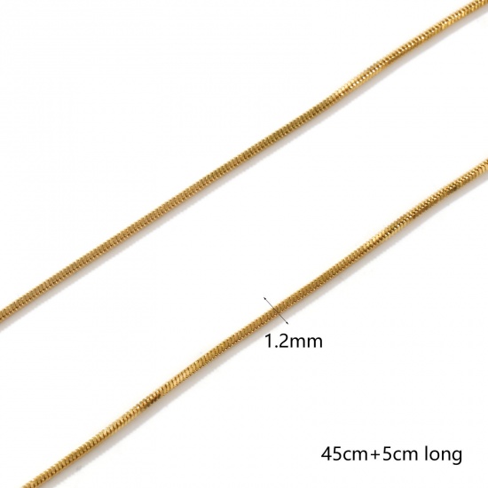 Immagine di 1 Pz 18K Vero Oro Placcato Catena a Serpentina Quadrata Collana, 304 Acciaio Inossidabile 45cm + 5cm, Dimensione della Catena: 1.2mm, Per Donne, Minimalista Squisito Regalo, Placcatura Sottovuoto PVD Ecologica