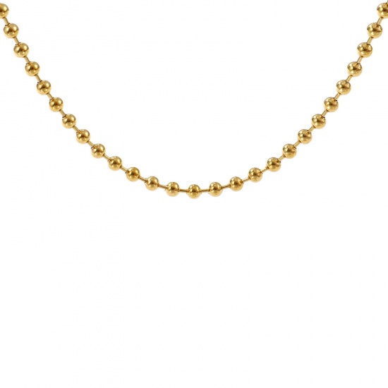 Immagine di 1 Pz 18K Vero Oro Placcato Catena a Pallini Collana, 304 Acciaio Inossidabile 42cm + 8cm, Dimensione della Catena: 6mm, Per Donne, Minimalista Squisito Regalo, Placcatura Sottovuoto PVD Ecologica